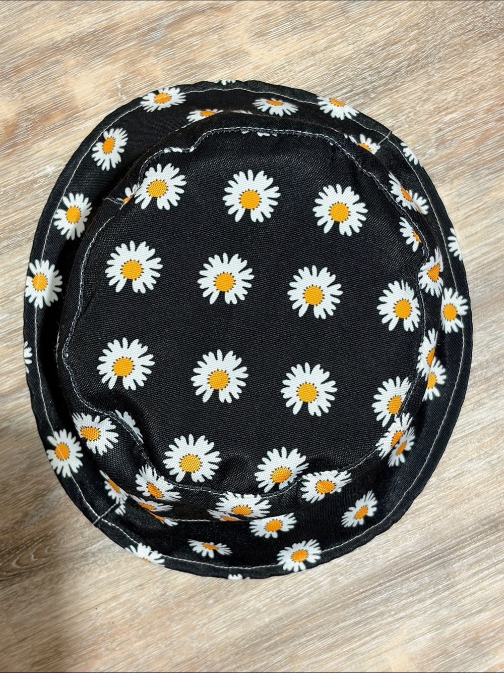 Bucket Hat All Over Daisy Pattern Black and White Whimsical Summer Hat - Picture 9 of 15